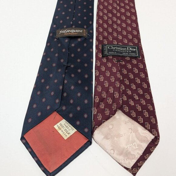 x2 Yves Saint Laurent, Christian Dior Silk Neck Ties